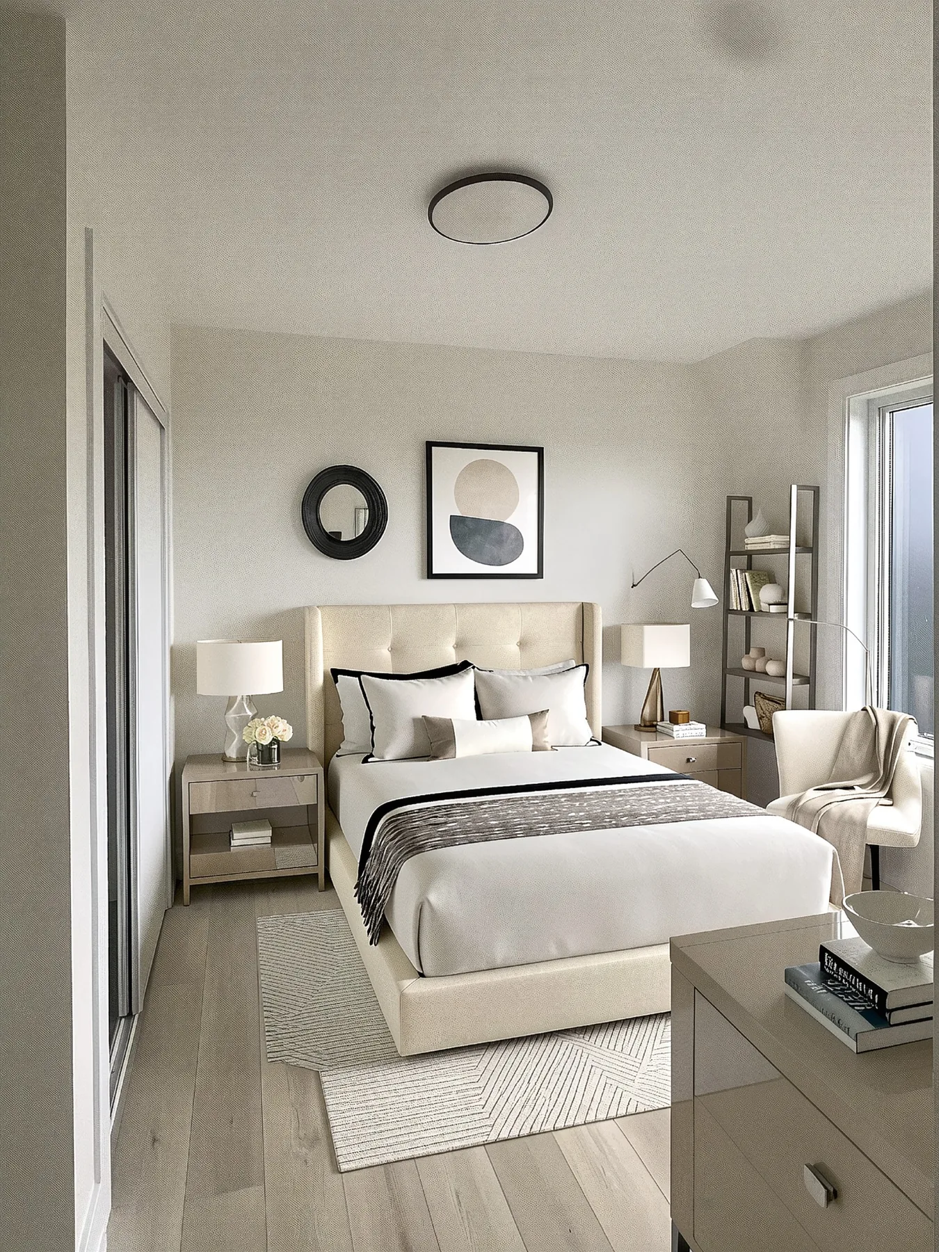 Staged bedroom interior