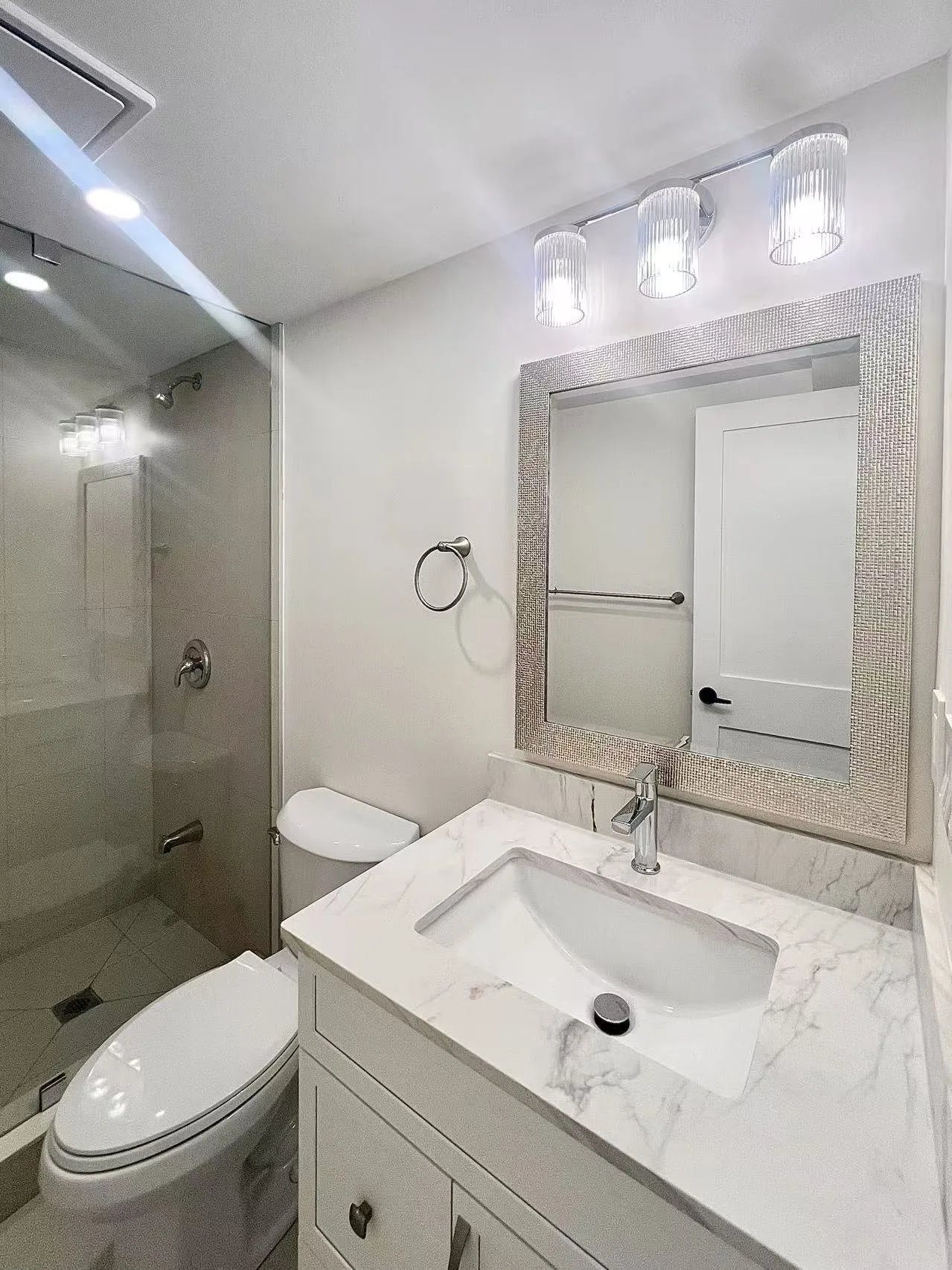 Modern bathroom with glass shower