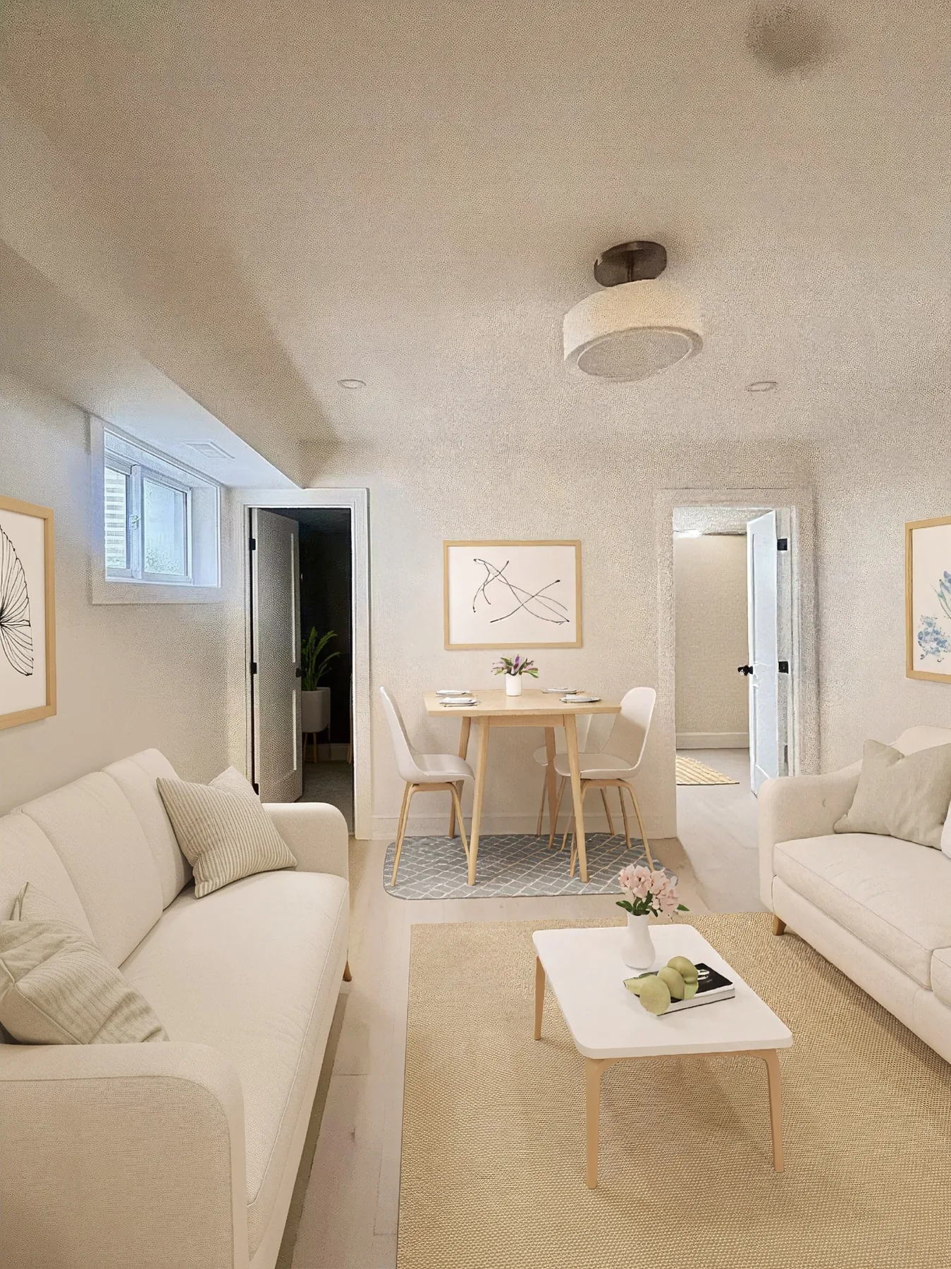 Lower-level living and dining area