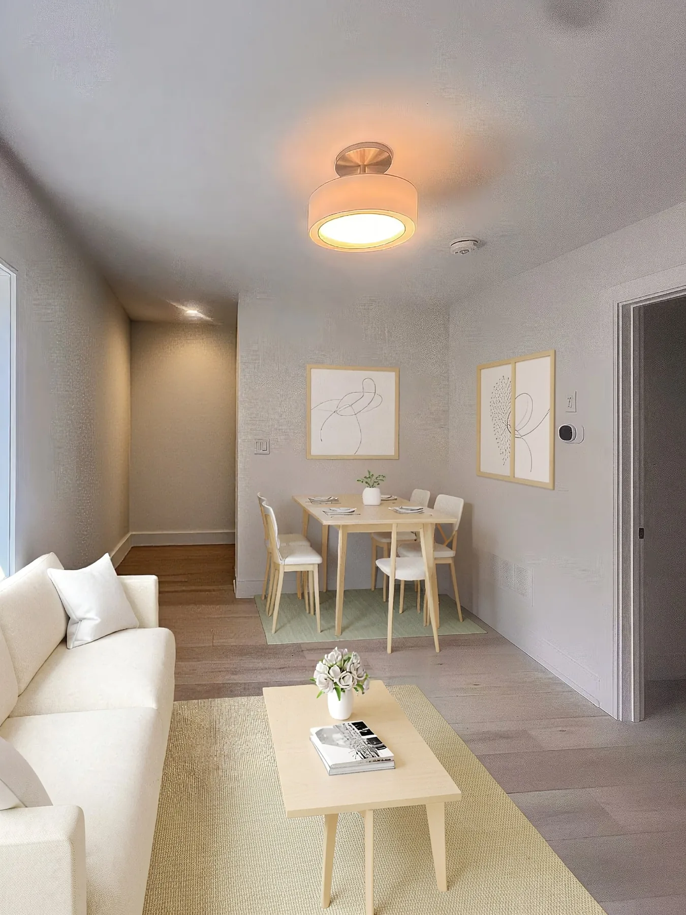 Open living and dining space